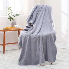 Extra Thick Coral Fleece Bath Towel Gray 70x27.5in