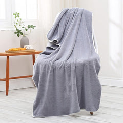 Extra Thick Coral Fleece Bath Towel Gray 70x27.5in