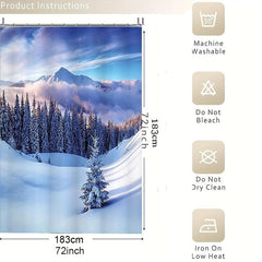 Snow Scenery Shower Curtain Water Resistant with Hooks Bathroom Accessories