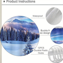 Snow Scenery Shower Curtain Water Resistant with Hooks Bathroom Accessories