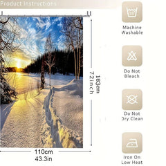 Snow Scenery Shower Curtain Water Resistant with Hooks Bathroom Accessories
