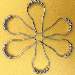 12pcs Rustproof Shower Curtain Rings Hooks 5 Roller Ball Curtain Accessories