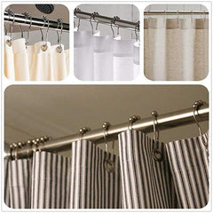 12pcs Rustproof Shower Curtain Rings Hooks 5 Roller Ball Curtain Accessories