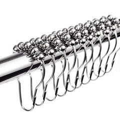 12pcs Rustproof Shower Curtain Rings Hooks 5 Roller Ball Curtain Accessories