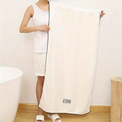 Soft Coral Velvet Embroidered Bath Towel - Absorbent Towel for Home, Gym, Pool