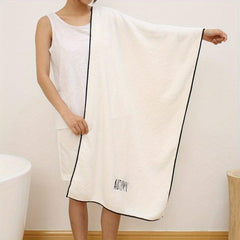 Soft Coral Velvet Embroidered Bath Towel - Absorbent Towel for Home, Gym, Pool