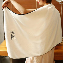 Soft Coral Velvet Embroidered Bath Towel - Absorbent Towel for Home, Gym, Pool