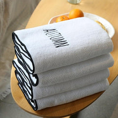 Soft Coral Velvet Embroidered Bath Towel - Absorbent Towel for Home, Gym, Pool