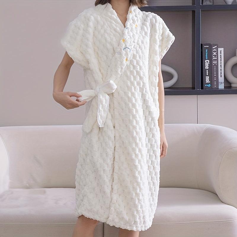 Soft & Absorbent Women's Bathrobe Plush Robe for Home & Bathroom Use