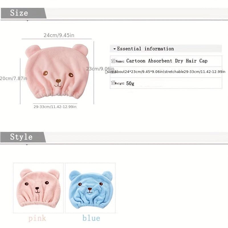 Bear Shape Hair Towel Cap Absorbent Quick Dry Bathroom Shower Essential