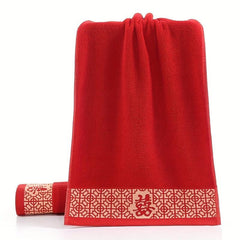 2pcs Red Towels Wedding Party Embroidered Face Towel