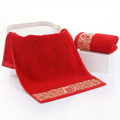 2pcs Red Towels Wedding Party Embroidered Face Towel