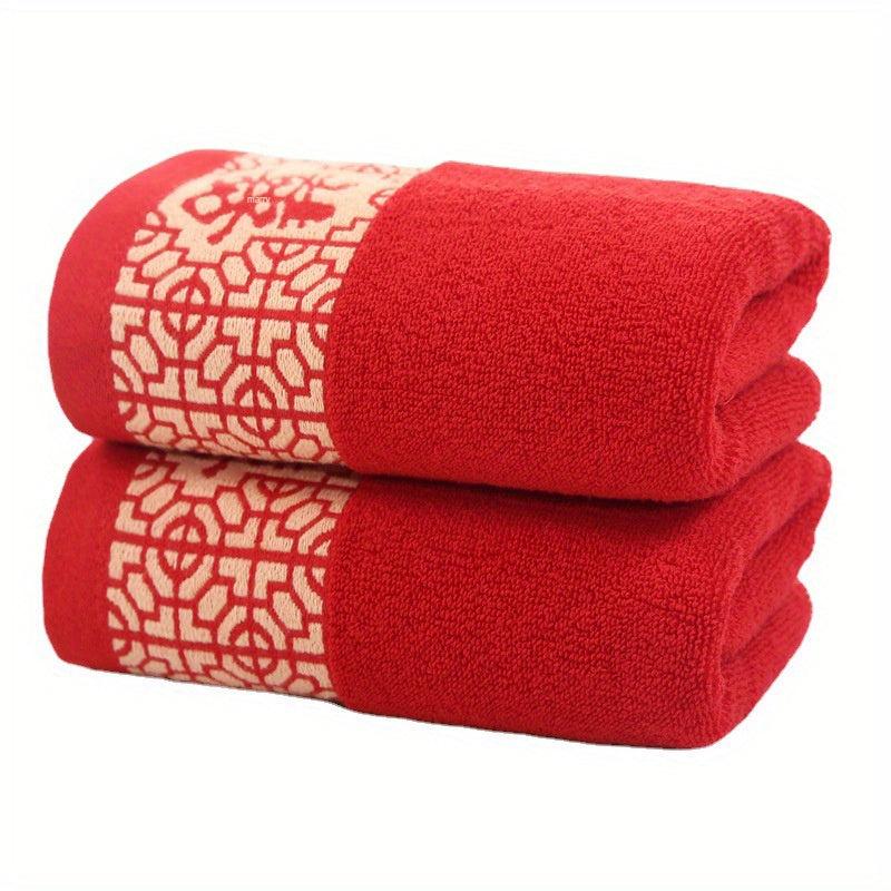 2pcs Red Towels Wedding Party Embroidered Face Towel