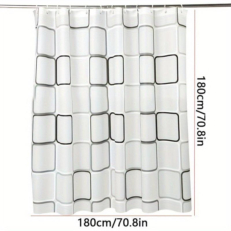 Modern Plaid Shower Curtain with Waterproof Stylish Hooks