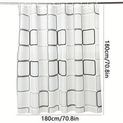 Modern Plaid Shower Curtain with Waterproof Stylish Hooks