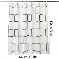 Modern Plaid Shower Curtain with Waterproof Stylish Hooks