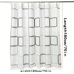Modern Plaid Shower Curtain with Waterproof Stylish Hooks