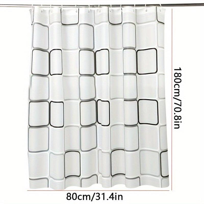 Modern Plaid Shower Curtain with Waterproof Stylish Hooks