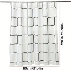 Modern Plaid Shower Curtain with Waterproof Stylish Hooks