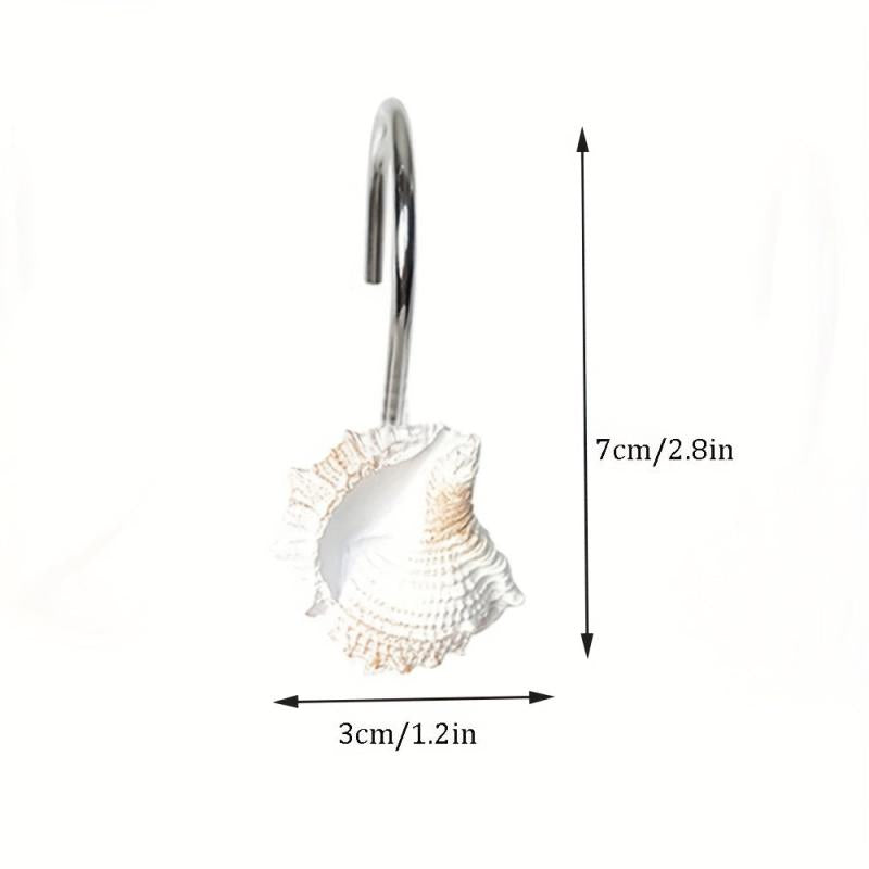 Ocean Shell Shower Curtain Hook 12 Shell Anti-rust Resin Ring Hooks