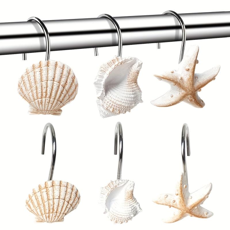 Ocean Shell Shower Curtain Hook 12 Shell Anti-rust Resin Ring Hooks
