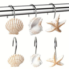 Ocean Shell Shower Curtain Hook 12 Shell Anti-rust Resin Ring Hooks