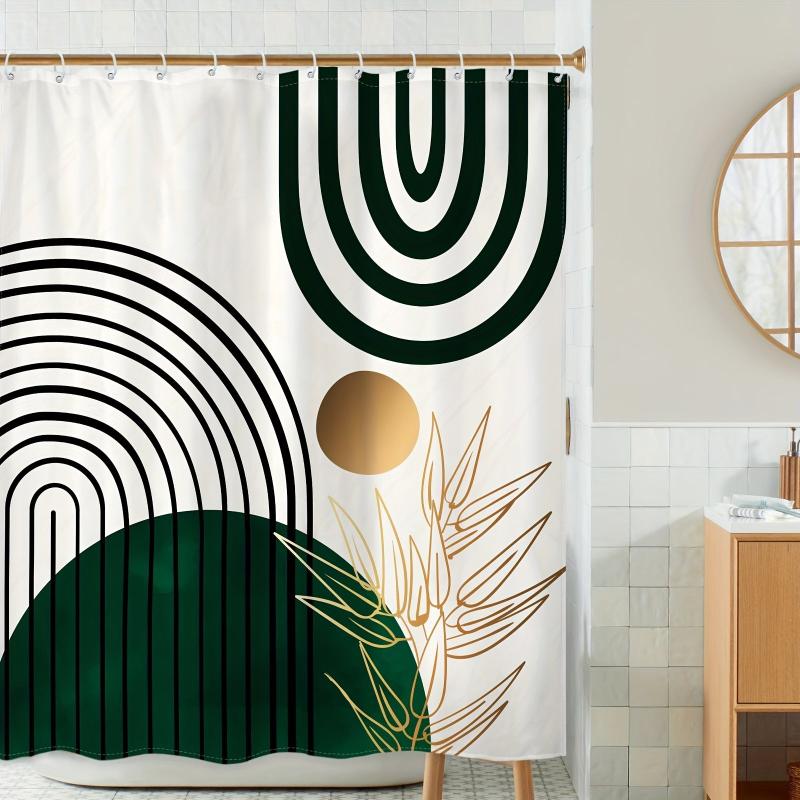 Dark Green Semicircle Shower Curtain - Waterproof & Mildew Proof