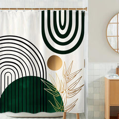 Dark Green Semicircle Shower Curtain - Waterproof & Mildew Proof