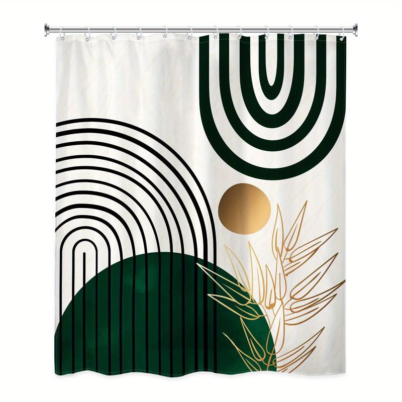 Dark Green Semicircle Shower Curtain - Waterproof & Mildew Proof