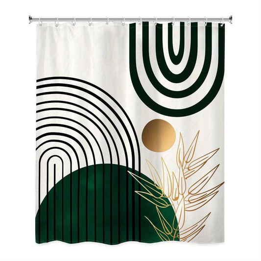 Dark Green Semicircle Shower Curtain - Waterproof & Mildew Proof
