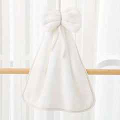 Bowknot Hanging Towel Coral Fleece Quick Drying Fingertip Towel
