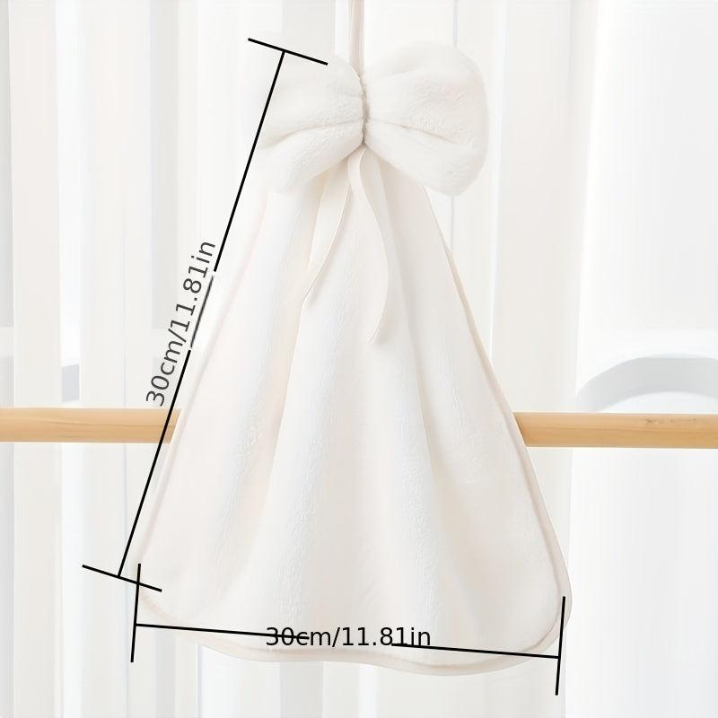 Bowknot Hanging Towel Coral Fleece Quick Drying Fingertip Towel