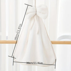 Bowknot Hanging Towel Coral Fleece Quick Drying Fingertip Towel