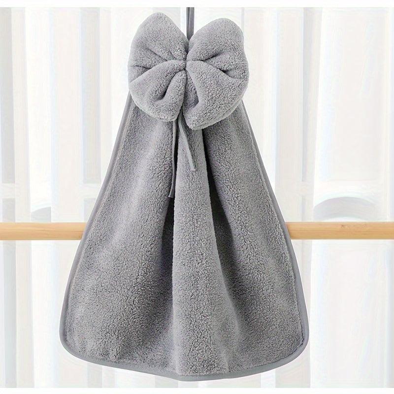 Bowknot Hanging Towel Coral Fleece Quick Drying Fingertip Towel