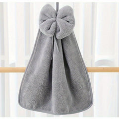 Bowknot Hanging Towel Coral Fleece Quick Drying Fingertip Towel