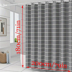 Grey Plaid Shower Curtain Waterproof Mildew Proof Bathroom Decor