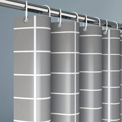 Grey Plaid Shower Curtain Waterproof Mildew Proof Bathroom Decor