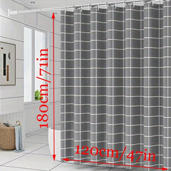 Grey Plaid Shower Curtain Waterproof Mildew Proof Bathroom Decor