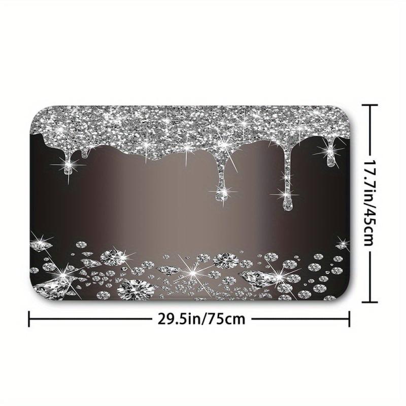 Glitter Shower Curtain & Non-Slip Bathroom Rug Set