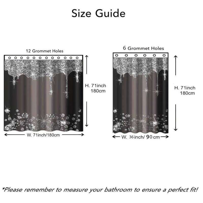 Glitter Shower Curtain & Non-Slip Bathroom Rug Set