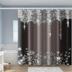Glitter Shower Curtain & Non-Slip Bathroom Rug Set