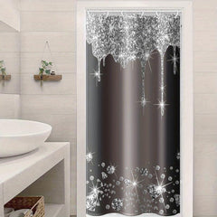 Glitter Shower Curtain & Non-Slip Bathroom Rug Set