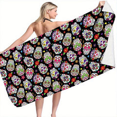 Colorful Skull Pattern Beach Towel Quick Drying Soft Absorbent Towel