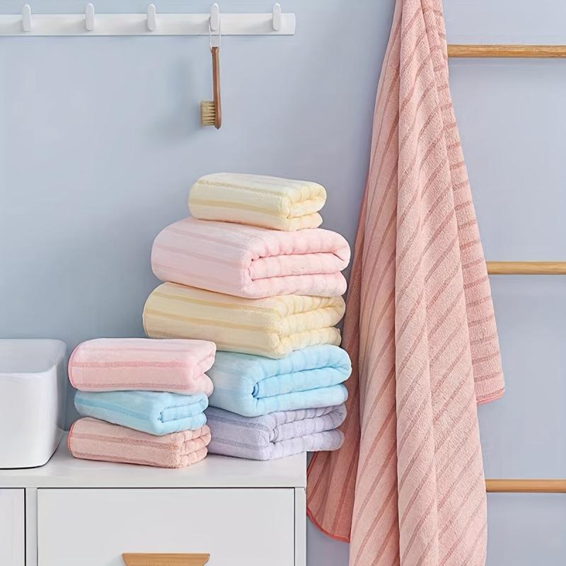Thick Striped Bath Towel 70x140cm Soft Skin-friendly Absorbent Towel