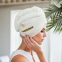 Daisy Embroidery Hair Drying Cap Coral Fleece Thickened Hair Towel