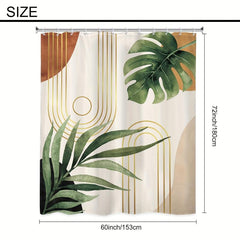 Watercolor Palm Leaf Shower Curtain Waterproof Fabric