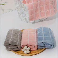 Plaid Pattern Hand Towel Soft Absorbent Towel for Home Bathroom Gym Spa