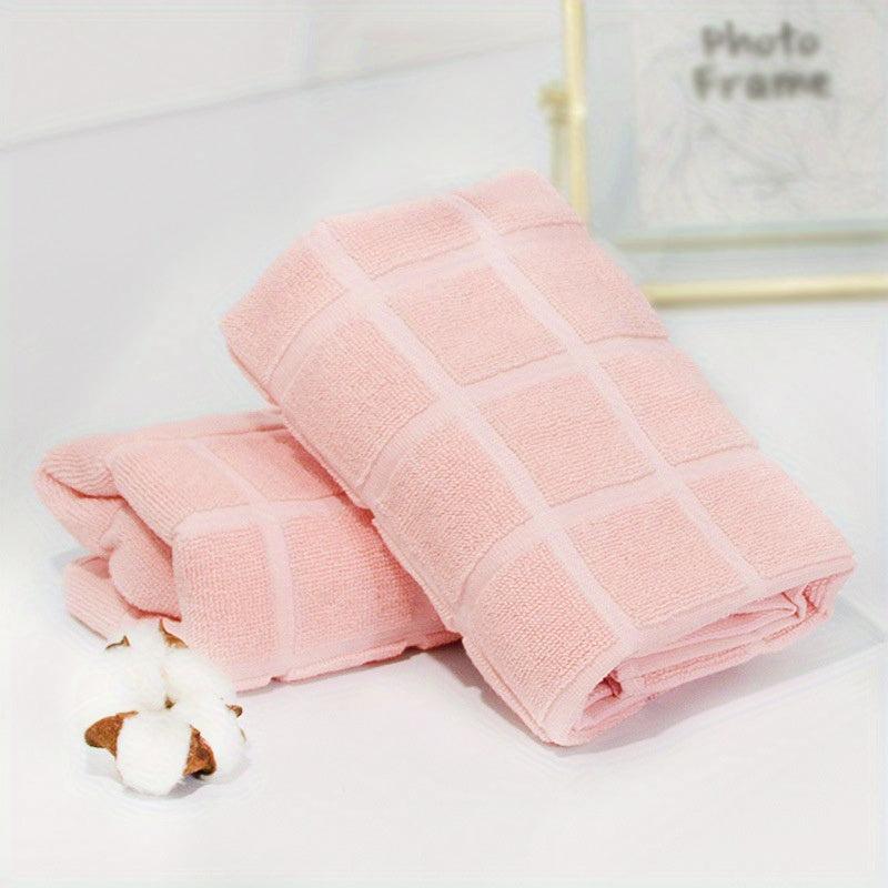 Plaid Pattern Hand Towel Soft Absorbent Towel for Home Bathroom Gym Spa