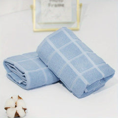 Plaid Pattern Hand Towel Soft Absorbent Towel for Home Bathroom Gym Spa