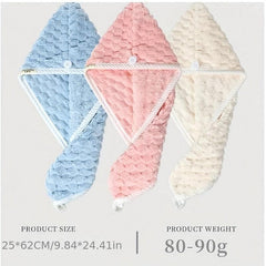 Soft Hair Drying Cap Thick Absorbent Towel for Women's Bathroom